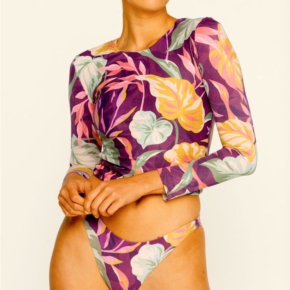 New Mikoh Free People Jeju / Miyako Sm 2Pc Surf Rash Guard Long Sleeve / LowRise - Picture 4 of 13
